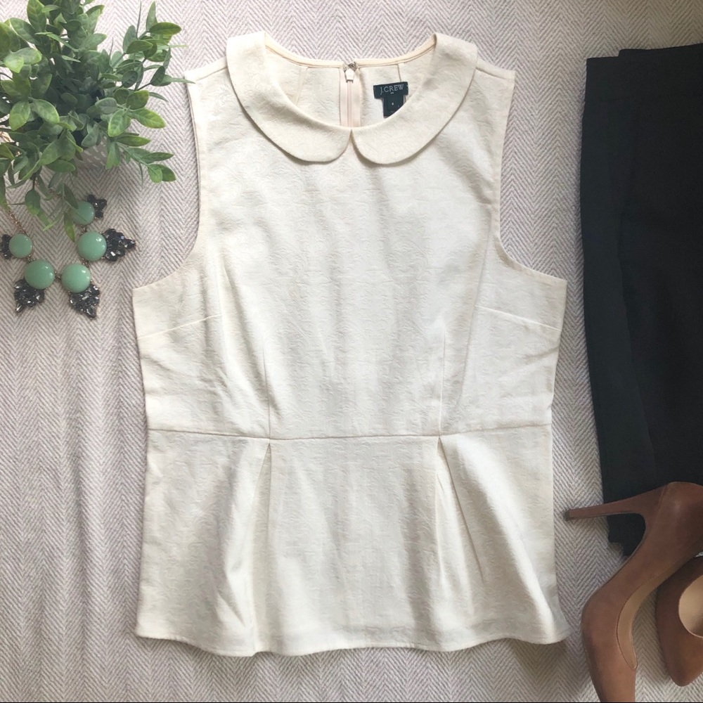 J.Crew Jacquard Print Sleeveless Collared Blouse